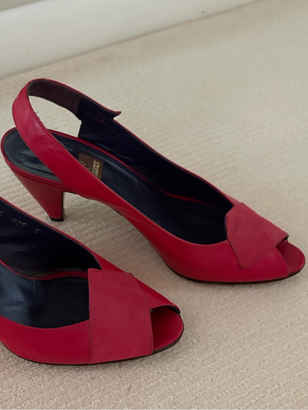 Farrutx Women’s Red Slingback Peep-Toe Heels